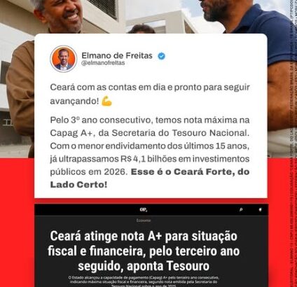 Ceará conquista Capag A+ pelo terceiro ano seguido e amplia capacidade de investimentos